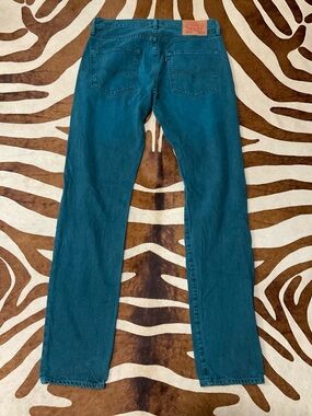 Men's Levis 501 CT Teal Denim Jeans Size 32 Waist 34L Retro Hipster UO Structure